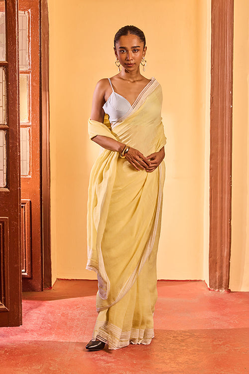 Dressfolk First Light Linen Saree