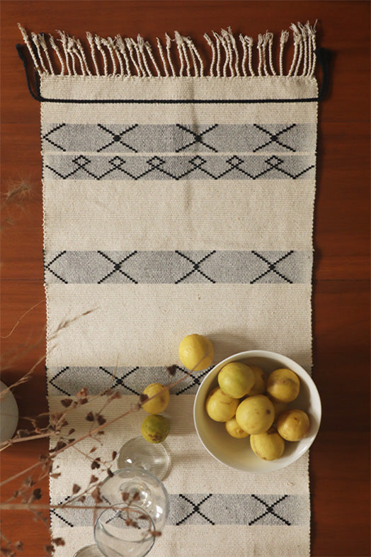 Okhai "Milak" Handwoven Pure Cotton Table Runner