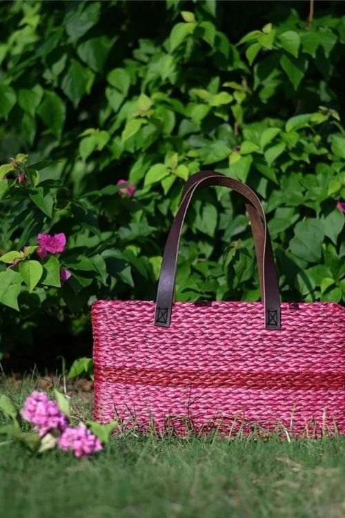 Kadam Haat Handmade Sabai Grass Shopping Bag - Red