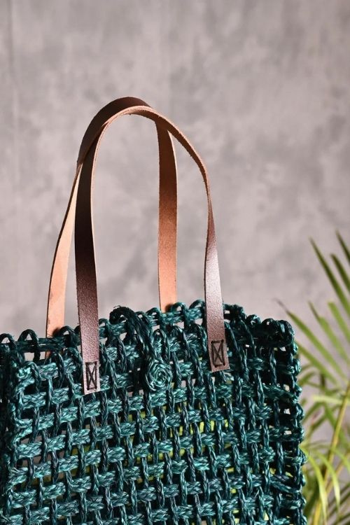 Kadam Haat Kadam Haat - Andmade Sabai Grass Mesh Bag - (Indigo)
