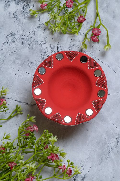 Antarang- Terracotta- Red- T-Light Holders (Set Of 4)