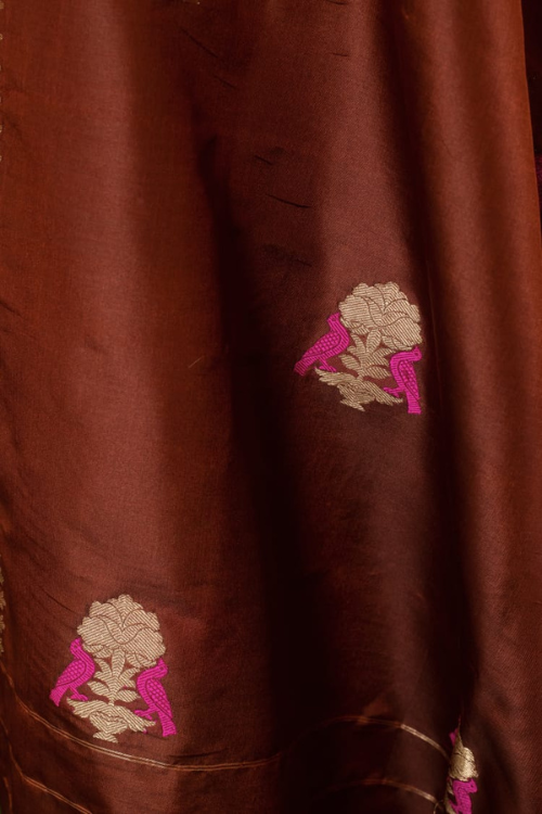 Brown Handloom Banarasi Pure Silk/Silk Kadwa Dupatta