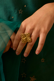 Miharu Square Handcrafted Brass Cocktail Ring Online