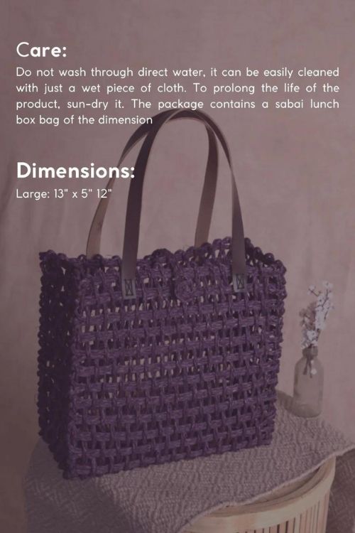 Kadam Haat Handmade Sabai Grass Mesh Bag - Large (Lavender)