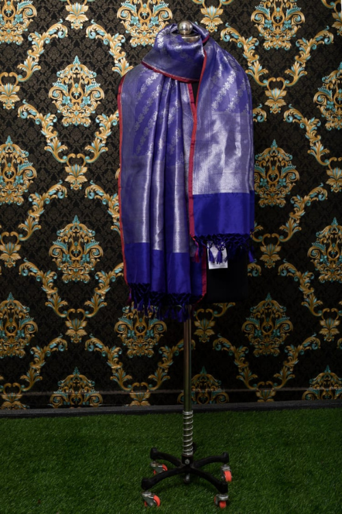Blue Handloom Banarasi Pure Silk/Silk Brocade Dupatta