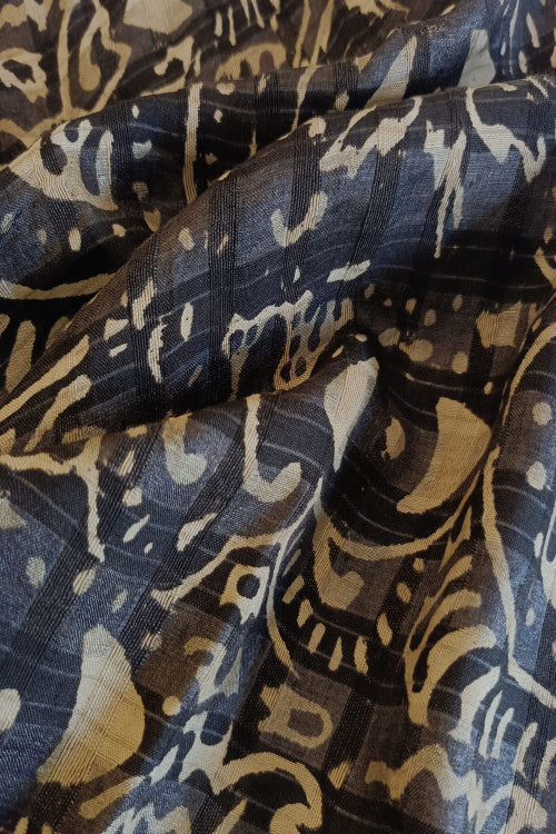 Creative Bee 'IDRA' Natural Dye Block Printed Tussar Silk Fabric