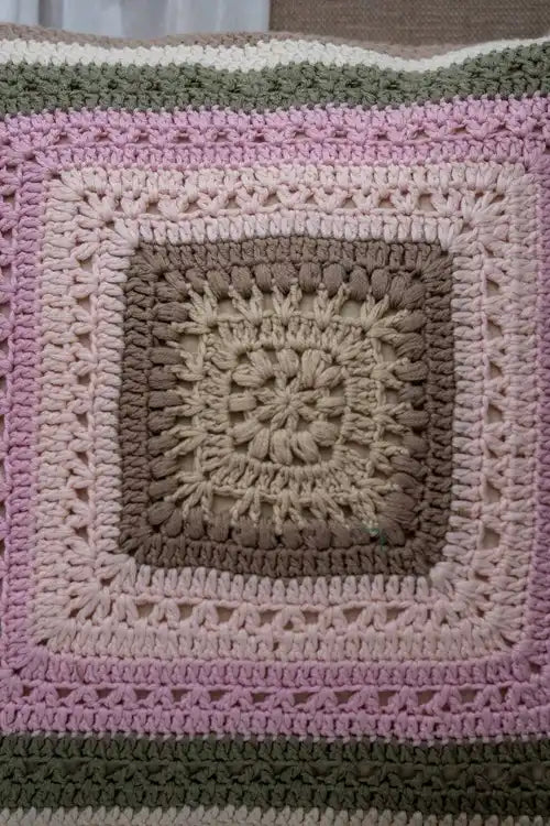 Craftroots Decorative Floral Crochet Cushion Cover Cotton
