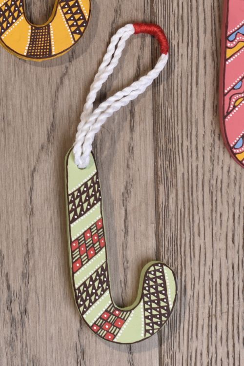 Antarang- Christmas Joy, Handcrafted: Terracotta Ornaments -  Light Green (Set Of 4)