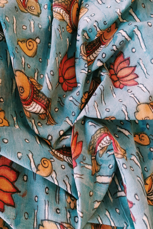 Creative Bee 'ZOEY' Natural Dye Hand-Painted Kalamkari Cotton Fabric