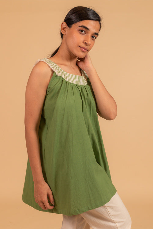 Moralfibre Sleevless Circurlar Top From " Shapes Collection - Moss Green