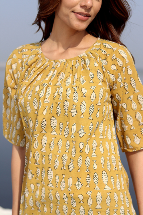 Sootisyahi 'Summer Story' Block Printed Cotton Top