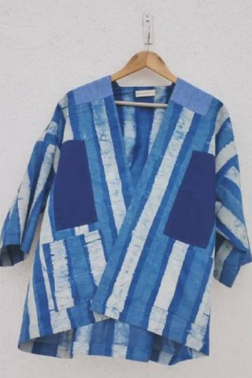 Patch Over Patch Indigo Stripe Jacket