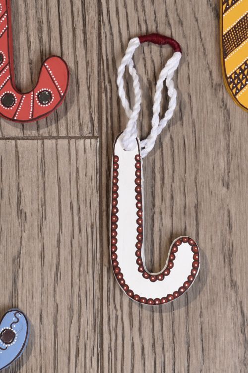 Antarang- Christmas Joy, Handcrafted: Terracotta Ornaments - White (Set Of 4)