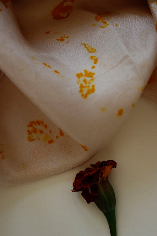 Mulya "AKHROT" Eco Printed Habutai Silk Yardage