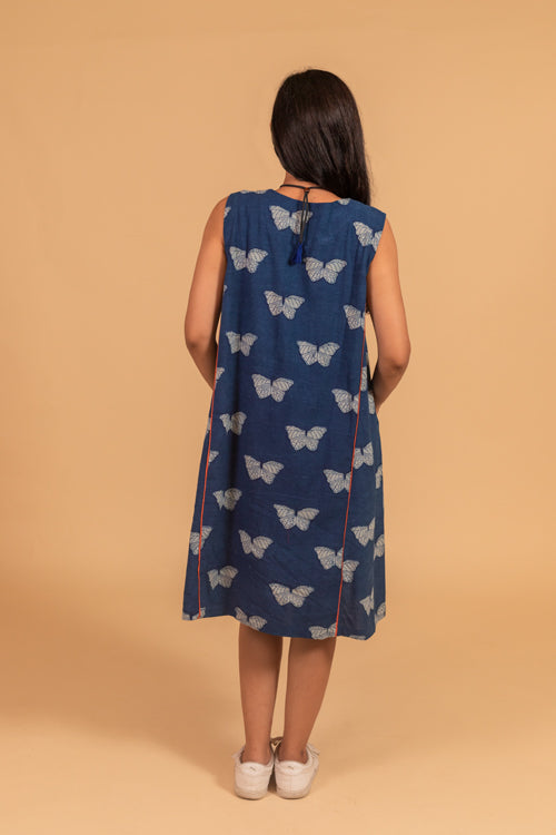 Moralfibre Sleeveless V Neck  Dress From "Shapes Collection " - Indigo