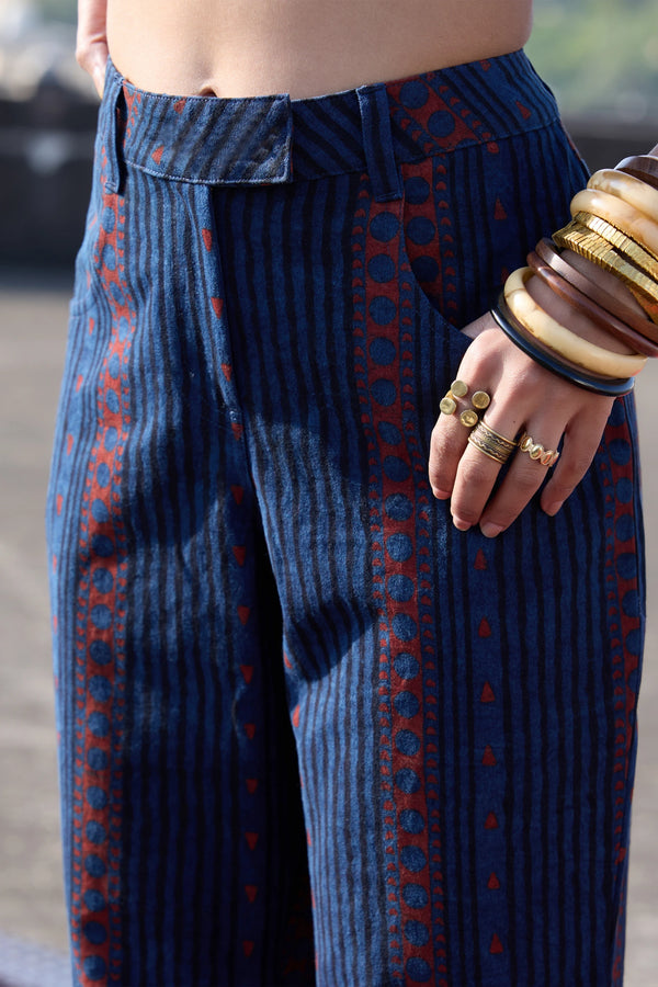 Okhai "Trefoil" Cotton Twill Ajrakh Pants