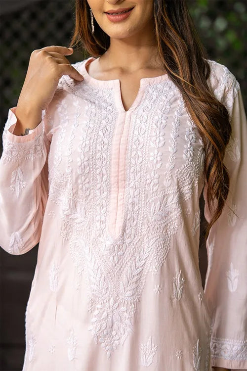 Craftroots Chikankari Yoke Long Kurta