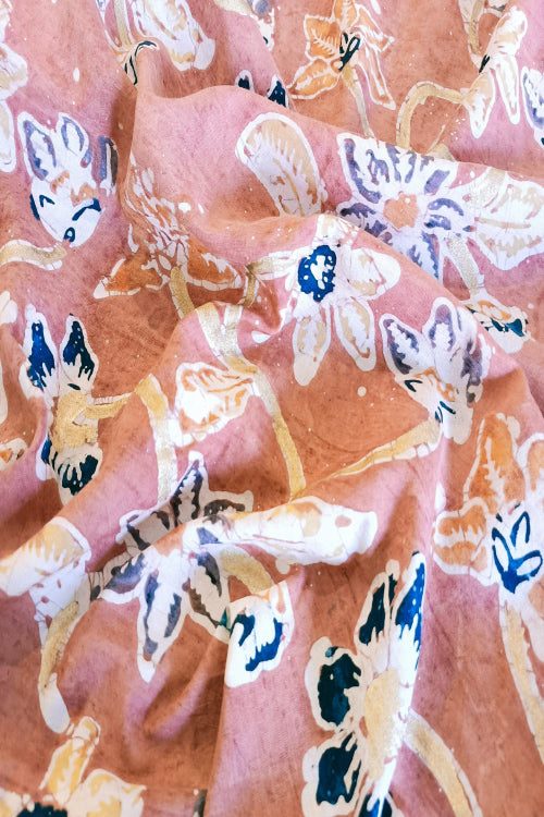 Creative Bee 'HEDY' Natural Dye Batik Hand Painted Handloom Cotton x Silk Fabric