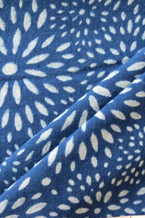 Moralfibre 100% Natural Indigo Handblock Fire Works Printed Fabric (0.50 mtr )