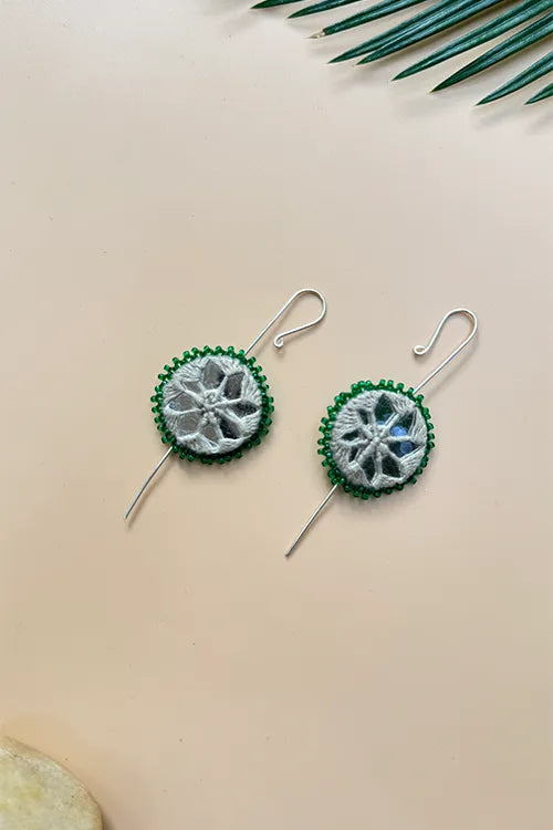 Antarang- Mirror Earrings- Kaan- Set Of 2- Grey And Pink Pair