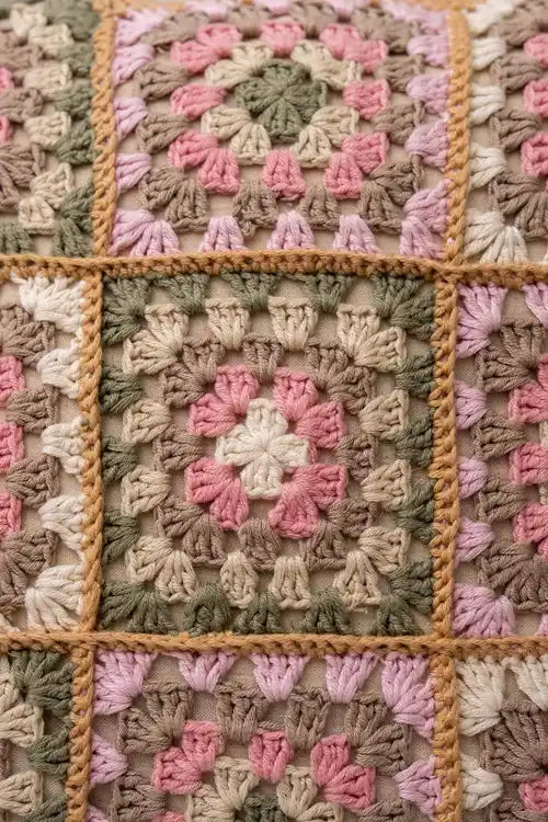 Craftroots Handcrafted Floral Applique Crochet Cushion Cover Cotton