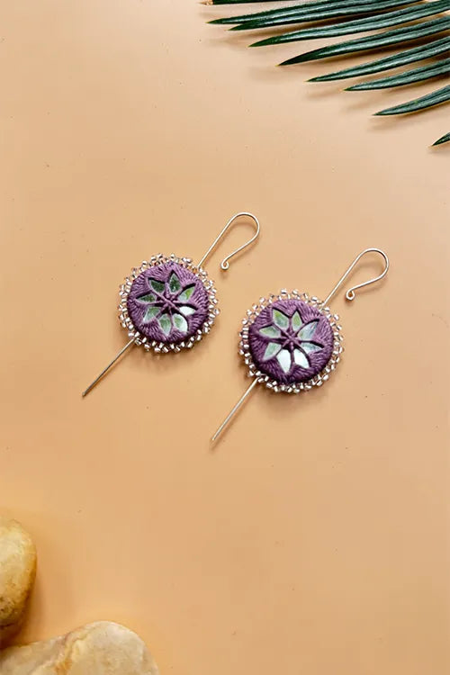 Antarang- Mirror Earrings- Kaan- Set Of 2- Lilac And Yellow Pair
