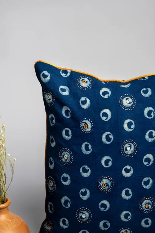 Craftroots Block Printed Polo Rings Cushion Cover