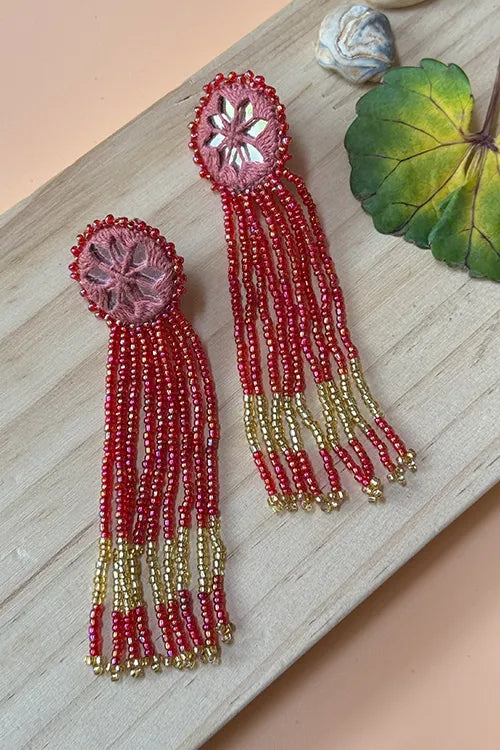 Antarang- Jil-Mil Earrings- Red