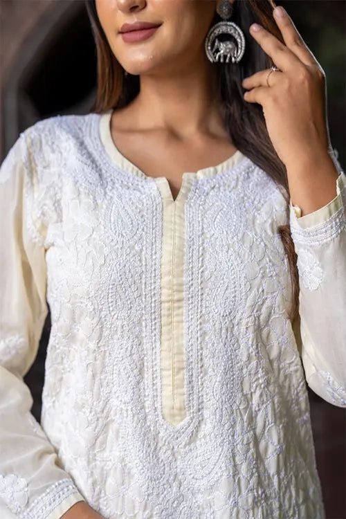 Craftroots Chikankari Embroidered Kurta