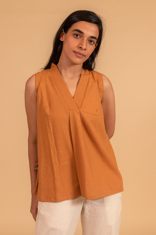 Moralfibre Over Lapping V Neck Incut Sleeve Top From "Shapes Collection "