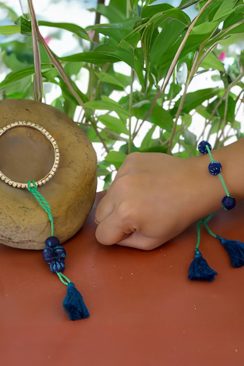 Antarang- Nili Potli Bhai And Bhabhi Rakhi, 100% Cotton, Made By Divyang Rural Women