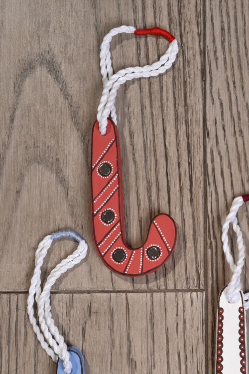 Antarang- Christmas Joy, Handcrafted: Terracotta Ornaments - Red(Set Of 4)