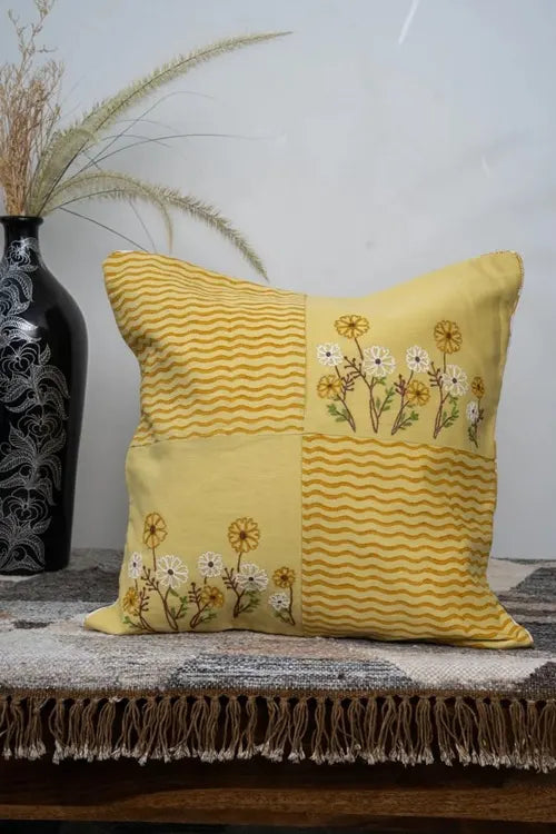 Craftroots  Aari Floral Embroidered Cushion Cover Set Of 2