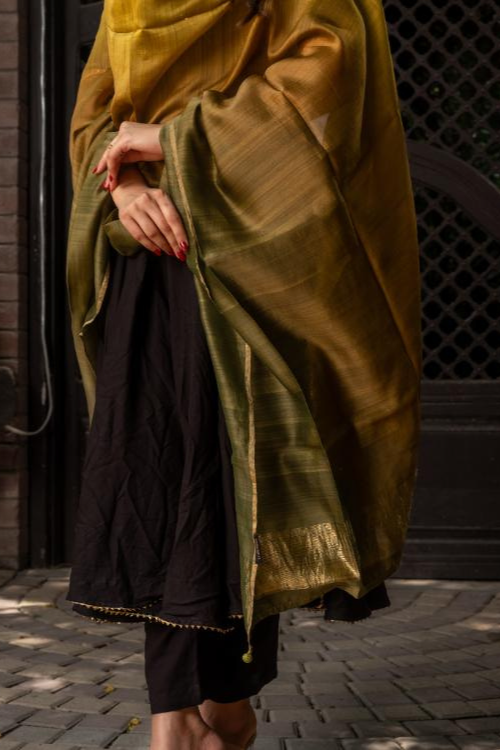 Craftroots Brown-Gold Ombré Dupatta