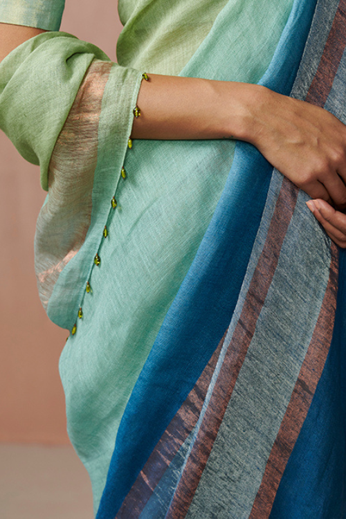 Dressfolk Summer Sea Linen Saree