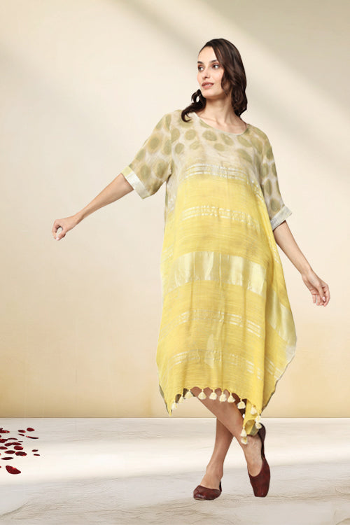 Bageeya "Basant"  Handwoven Slub Cotton Dress