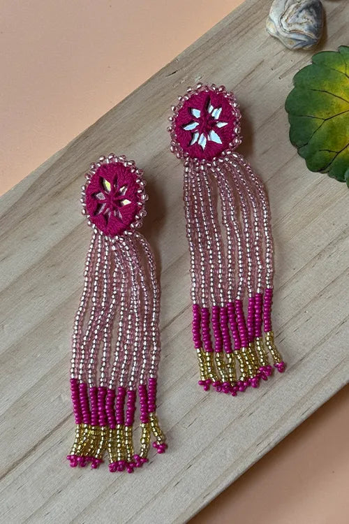 Antarang- Jil-Mil Earrings- Rani Pink