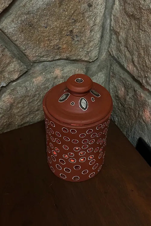 Antarang - Terracotta- Handpainted-Terracotta -Jar Diya