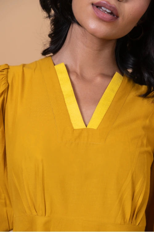 Okhai 'Golden Hour' Pure Cotton Mustard Dress