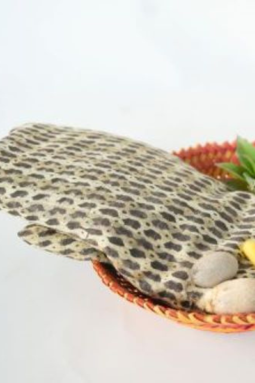 Creative Bee Natural Dye Block Print Tussar Fabric - Halda And Black