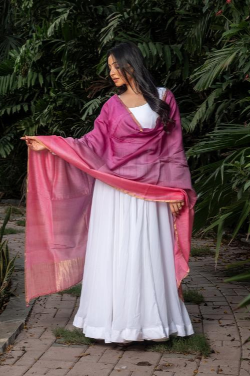 Craftroots Duo-Tone Tie & Dye Chanderi Dupatta
