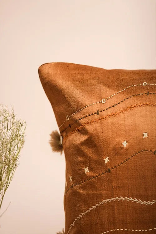 Craftroots Horizontal Waves Cushion Cover With Handwork