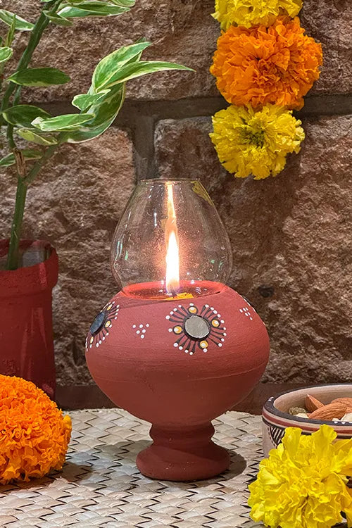 Antarang- Traditional Oil Lamps- Akhand Diyas- Teracotta(Set Of 2)
