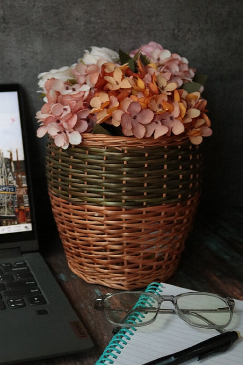 Wicker Table Planter - Green