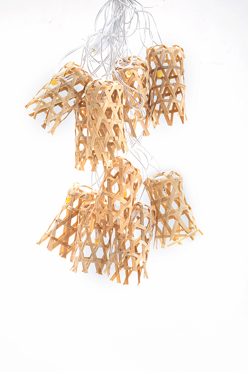 Greenkraft Bell Handcrafted bamboo Natural String Light