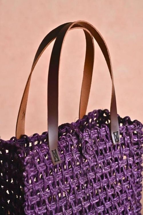 Kadam Haat Handmade Sabai Grass Mesh Bag - Large (Lavender)