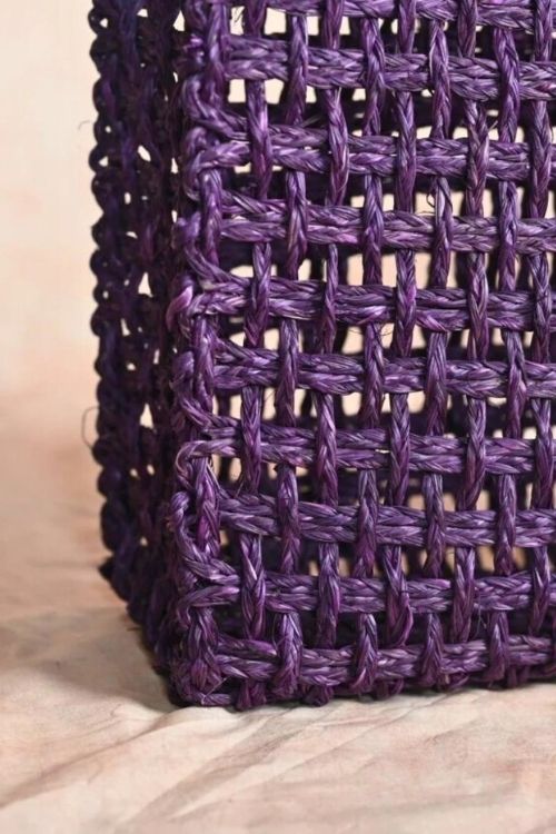 Handmade Sabai Grass Mesh Bag - Large (Lavender)