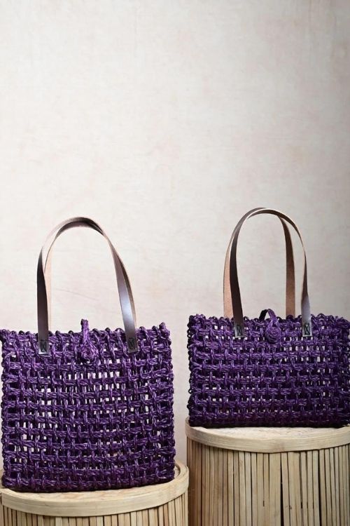 Kadam Haat Handmade Sabai Grass Mesh Bag - Large (Lavender)