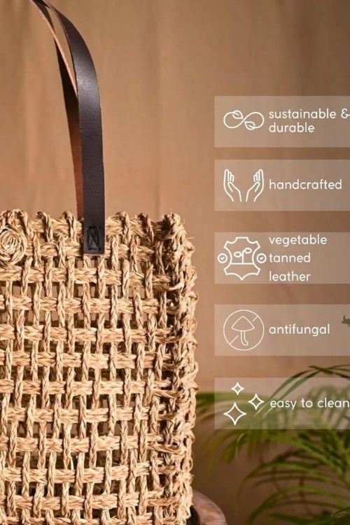 Kadam Haat Handmade Sabai Grass Mesh Bag Large (Natural)