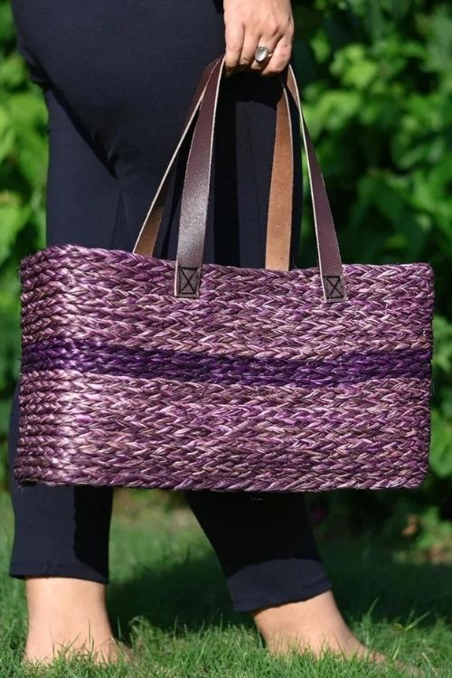 Kadam Haat Handmade Sabai Grass Shopping Bag - Lavender